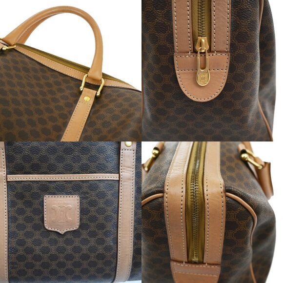 CELINE Logo Macadam Pattern Travel Hand Bag PVC Leather Brown GHW Italy 38EF520 - Picture 9 of 16